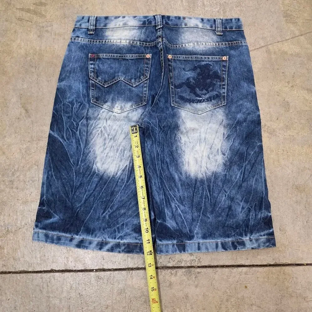 Y2K Remington Shotguns Acid Wash Denim Jorts (36
